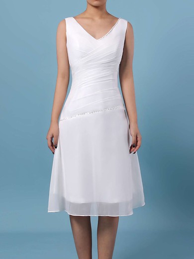 Chiffon A-line V-neck Knee-length Ruffles Bridesmaid Dresses #JCD01013500