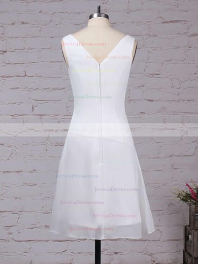 Chiffon A-line V-neck Knee-length Ruffles Bridesmaid Dresses #JCD01013500