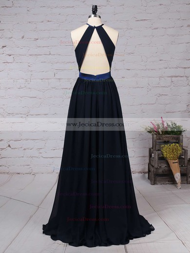 Chiffon A-line Scoop Neck Floor-length Sashes / Ribbons Bridesmaid Dresses #JCD01013506