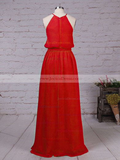 Chiffon A-line Scoop Neck Floor-length Sashes / Ribbons Bridesmaid Dresses #JCD01013512