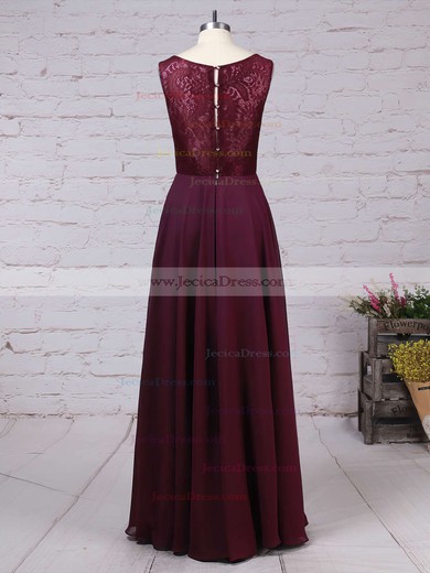 Lace Chiffon A-line V-neck Floor-length Ruffles Bridesmaid Dresses #JCD01013513