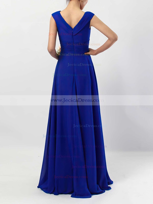 Chiffon A-line V-neck Floor-length Ruffles Bridesmaid Dresses #JCD01013522