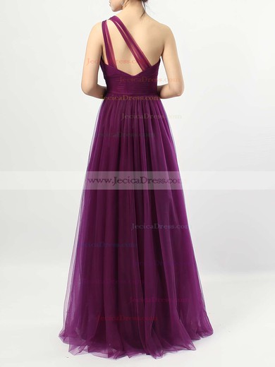 Tulle A-line One Shoulder Floor-length Ruffles Bridesmaid Dresses #JCD01013523