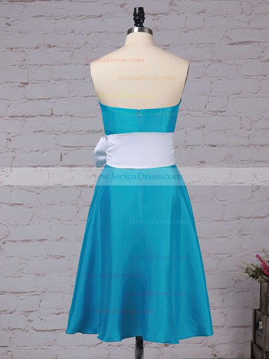 Satin A-line Strapless Knee-length Sashes / Ribbons Bridesmaid Dresses #JCD01013553