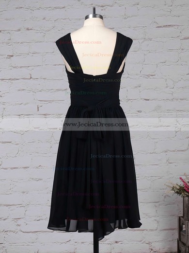 Chiffon A-line V-neck Knee-length Sashes / Ribbons Bridesmaid Dresses #JCD01013572