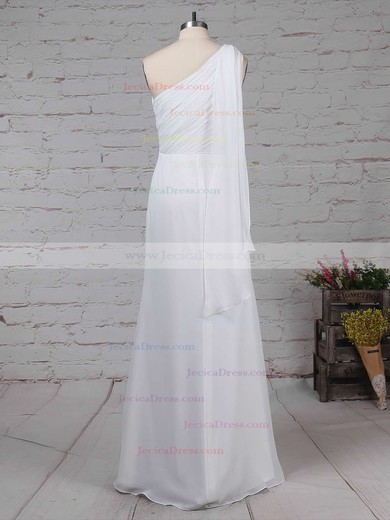 Chiffon Sheath/Column One Shoulder Floor-length Ruffles Bridesmaid Dresses #JCD01013575