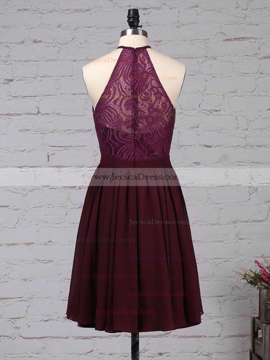 Lace Chiffon A-line Scoop Neck Short/Mini Ruffles Bridesmaid Dresses #JCD01013592