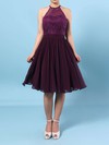 Lace Chiffon A-line Scoop Neck Short/Mini Ruffles Bridesmaid Dresses #JCD01013592