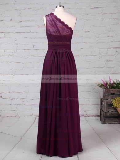 Lace Chiffon A-line One Shoulder Floor-length Ruffles Bridesmaid Dresses #JCD01013594