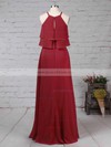 Chiffon A-line Scoop Neck Floor-length Cascading Ruffles Bridesmaid Dresses #JCD01013595