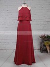 Chiffon A-line Scoop Neck Floor-length Cascading Ruffles Bridesmaid Dresses #JCD01013595