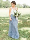 Tulle A-line Scoop Neck Floor-length Bridesmaid Dresses #JCD01013687