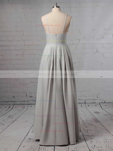 Satin A-line V-neck Asymmetrical Split Front Bridesmaid Dresses #JCD01013627