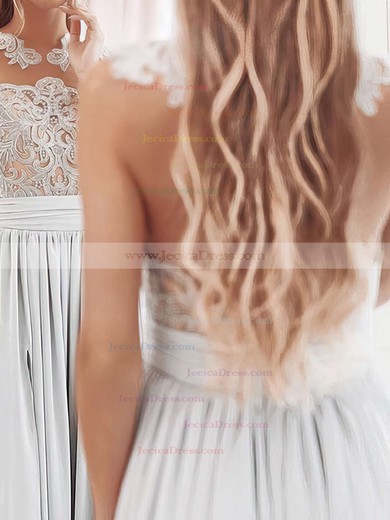 Tulle Chiffon A-line Scoop Neck Floor-length Appliques Lace Bridesmaid Dresses #JCD01013628