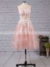Ball Gown Scoop Neck Tulle Tea-length Appliques Lace Boutique Bridesmaid Dresses #JCD010020103045