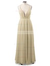Sheath/Column V-neck Chiffon Floor-length Split Front Backless Hot Bridesmaid Dresses #JCD010020103583