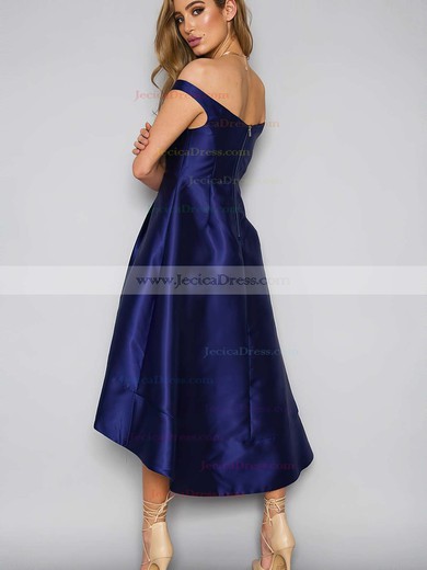 A-line Off-the-shoulder Satin Asymmetrical Pockets Bridesmaid Dresses #JCD010020105378