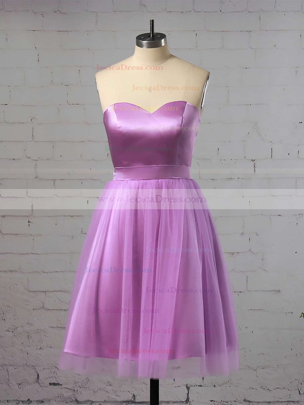 A-line Sweetheart Satin Short/Mini Ruffles Bridesmaid Dresses #JCD010020105931