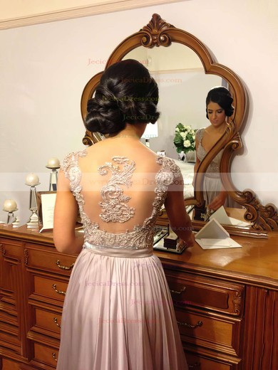 A-line Straps Chiffon Floor-length Appliques Bridesmaid Dresses #JCD01002015284