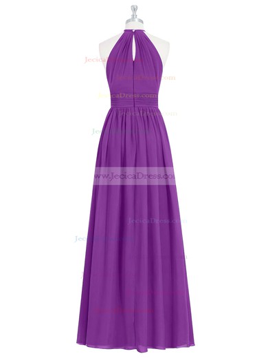 Chiffon A-line Halter Floor-length Ruffles Bridesmaid Dresses #JCD01013731