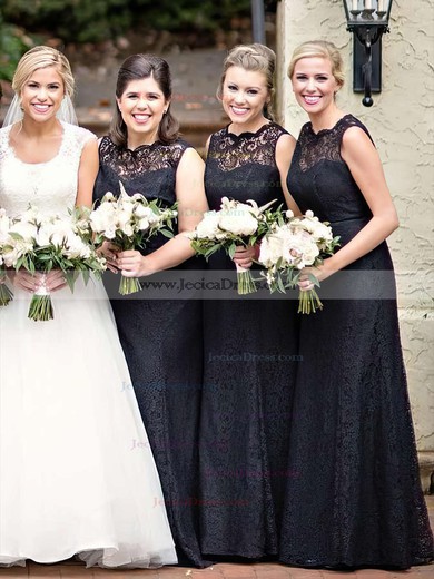 Lace A-line Scalloped Neck Floor-length Bridesmaid Dresses #JCD01013751