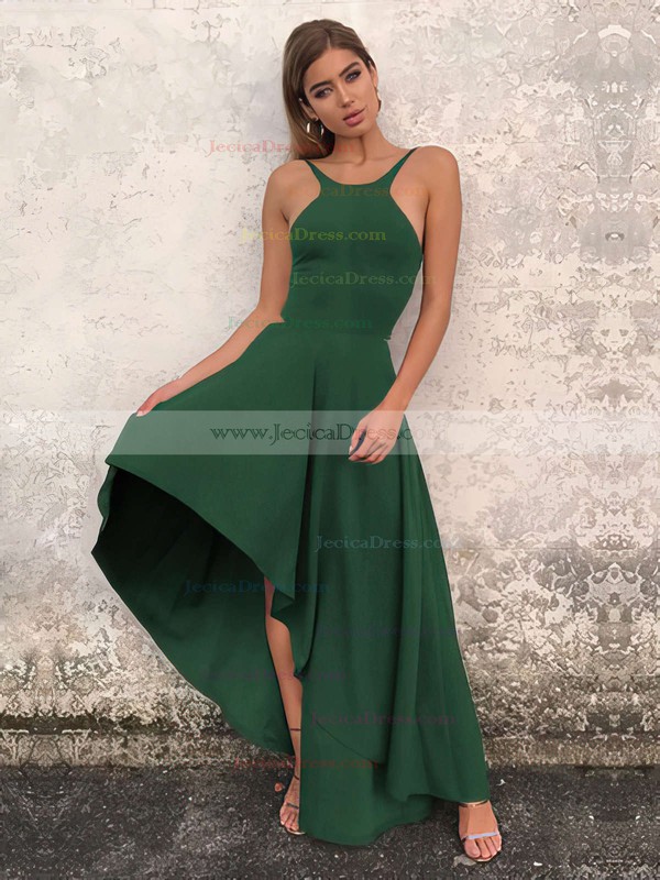 Silk-like Satin A-line Scoop Neck Asymmetrical Prom Dresses #JCD020106378