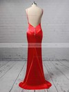 Silk-like Satin Trumpet/Mermaid V-neck Floor-length Buttons Prom Dresses #JCD020106387
