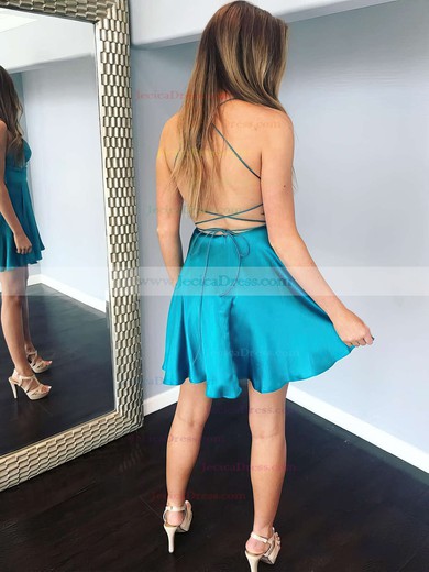 Silk-like Satin A-line Halter Short/Mini Prom Dresses #JCD020106397