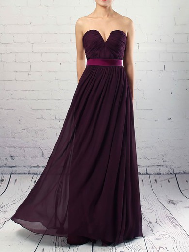 Chiffon A-line Strapless Floor-length Sashes / Ribbons Prom Dresses #JCD020105115