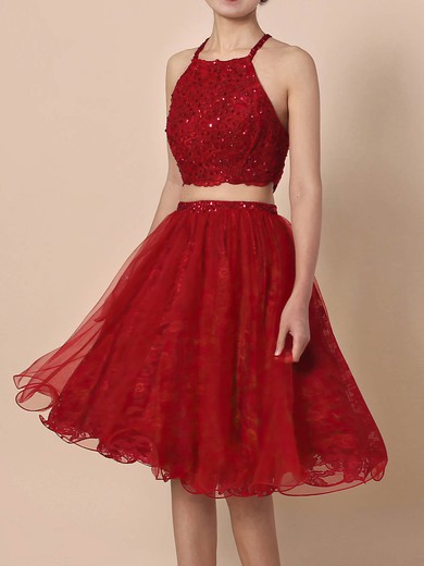 Lace Tulle Princess Square Neckline Short/Mini Beading Prom Dresses #JCD020105897