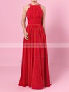 A-line Scoop Neck Chiffon Floor-length Ruffles Bridesmaid Dresses #JCD01013460