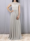 A-line Scoop Neck Lace Chiffon Floor-length Sashes / Ribbons Bridesmaid Dresses #JCD01013469
