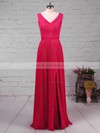 A-line V-neck Chiffon Floor-length Split Front Bridesmaid Dresses #JCD01013579