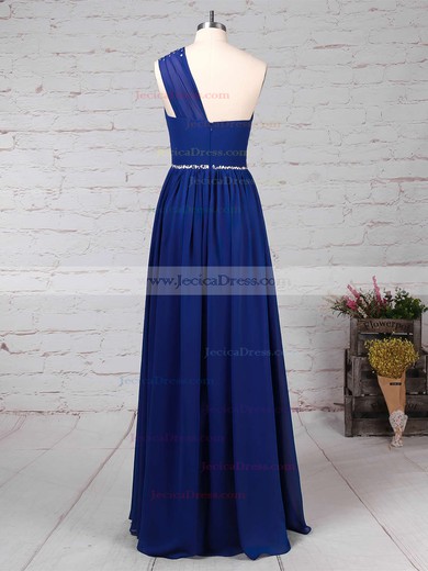 A-line One Shoulder Chiffon Floor-length Beading Bridesmaid Dresses #JCD01013586