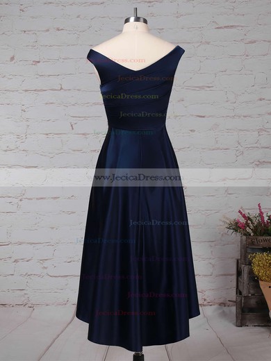 A-line Off-the-shoulder Satin Asymmetrical Ruffles Bridesmaid Dresses #JCD01013570