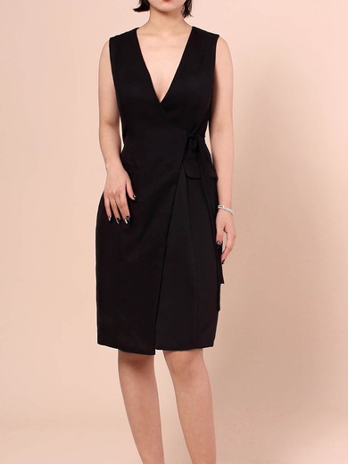 Sheath/Column V-neck Silk-like Satin Short/Mini Pockets Prom Dresses #JCD020105901