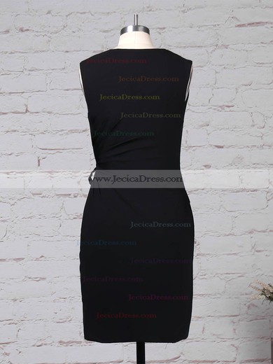 Sheath/Column V-neck Silk-like Satin Short/Mini Pockets Prom Dresses #JCD020105901