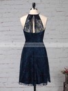 Sheath/Column Scoop Neck Lace Short/Mini Prom Dresses #JCD020105902