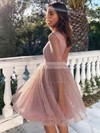 Glitter Princess Scoop Neck Knee-length Sashes / Ribbons Prom Dresses #JCD020106506