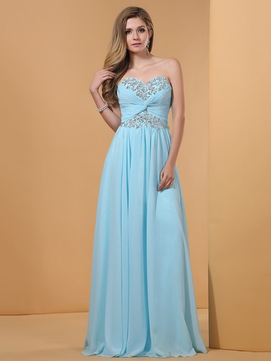 A-line Criss Cross and Sequins Sweetheart Blue Chiffon Discount Prom Dress #JCD02014360