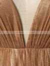 Glitter A-line V-neck Sweep Train Prom Dresses #JCD020106528