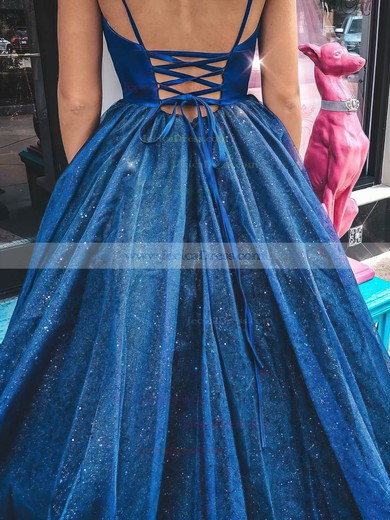 Glitter Ball Gown V-neck Floor-length Prom Dresses #JCD020106530