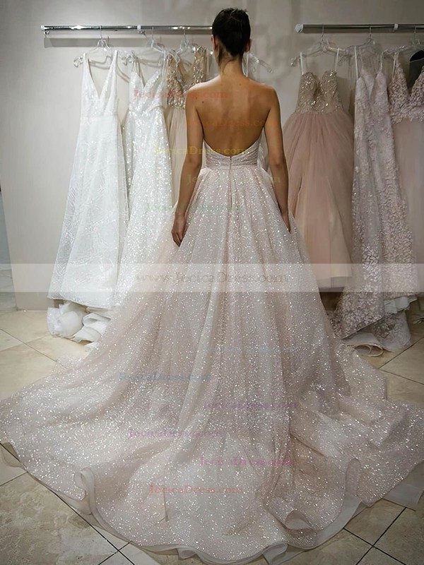 Glitter Princess Sweetheart Court Train Prom Dresses #JCD020106540