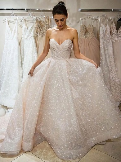 Glitter Princess Sweetheart Court Train Prom Dresses #JCD020106540