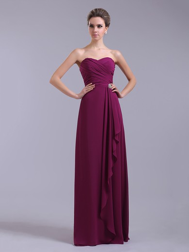 Inexpensive Grape Sweetheart Chiffon Ruffles Crystal Brooch Empire Prom Dresses #JCD02020081