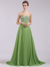 Beautiful Empire Crystal Detailing Green Chiffon Sweetheart Prom Dress #JCD02014372