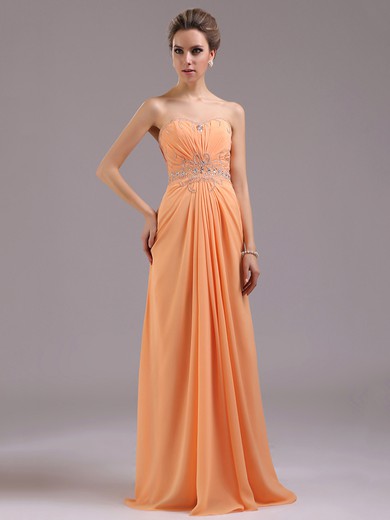 Discount Orange Chiffon with Beading Sweetheart Sheath/Column Prom Dress #JCD02023213