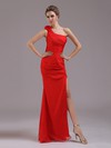 Red Chiffon with Split Front Sheath/Column Hot One Shoulder Prom Dress #JCD02023221