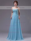 Blue Chiffon with Crystal Detailing Floor-length Cool Prom Dress #JCD02023230
