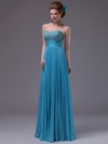 Sweetheart Blue Chiffon with Beading Floor-length Pretty Prom Dress #JCD02060456
